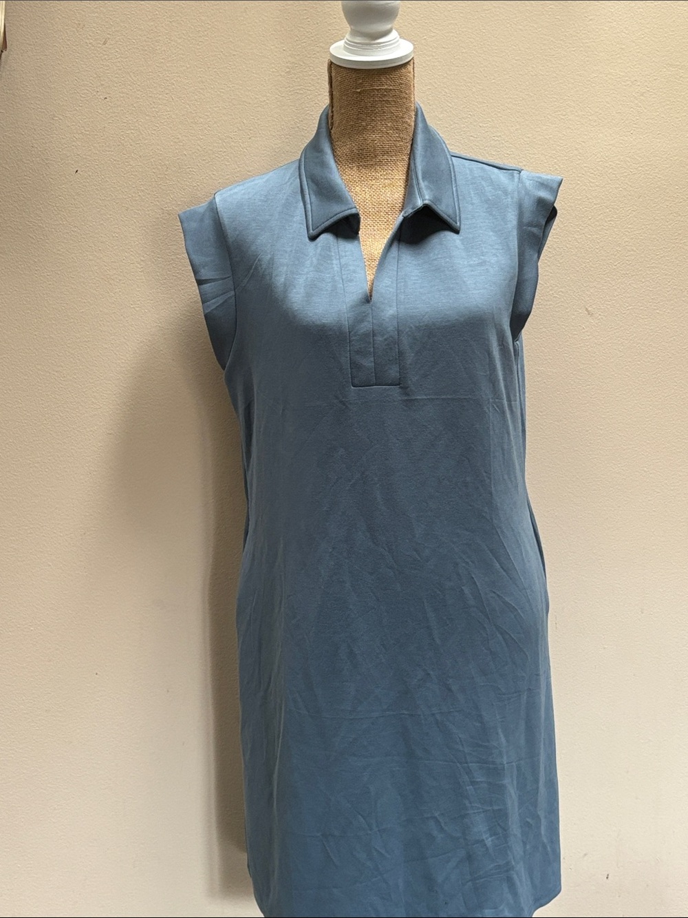 NWT Sleeveless Collared Shift Dress in Slate Blue